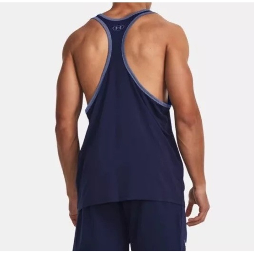 UNDER ARMOUR Project Rock Gym Tank Shirt Navy Blue Men's M *NEW* 1380109-410 $55 - Picture 2 of 9